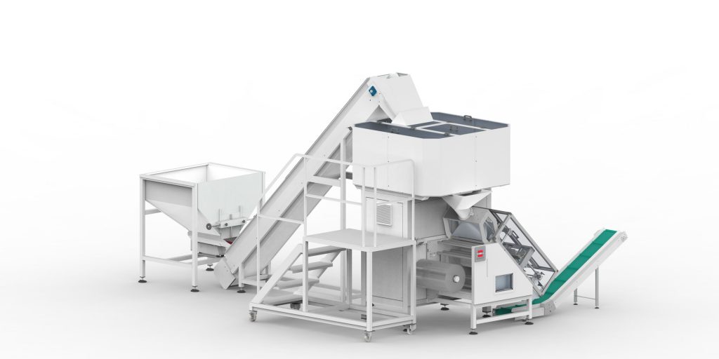 Automatic Packaging Line with Single Counting Module mounted above the VFFS bagging machine