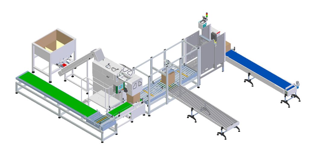 Automatic weighing/counting system with Linear Vibrating channels for packing into boxes