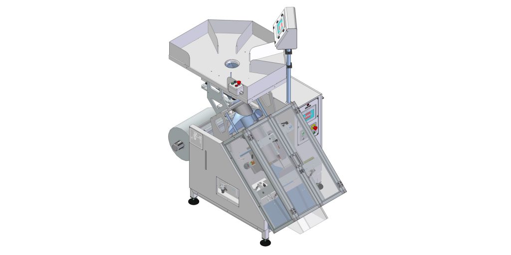 Semi-automatic packaging machine with manual loading table, complete with weight control