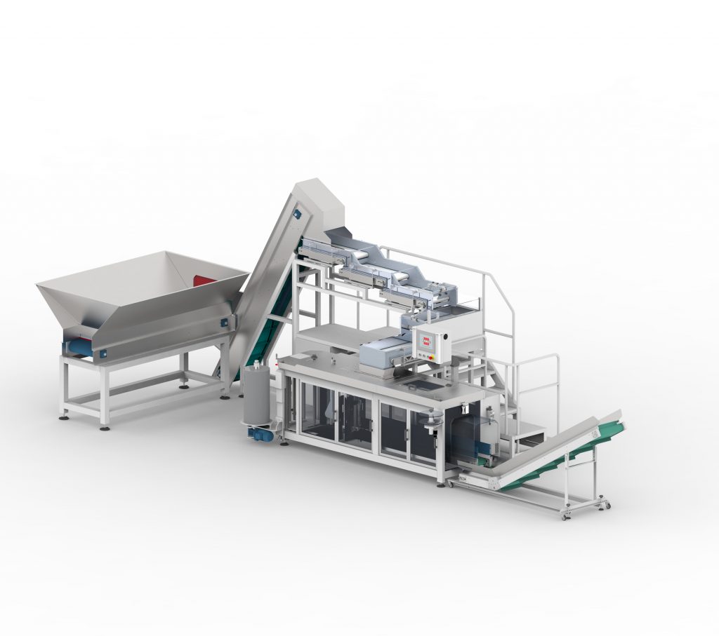 Single station vertical automatic packaging machine with U-fold film